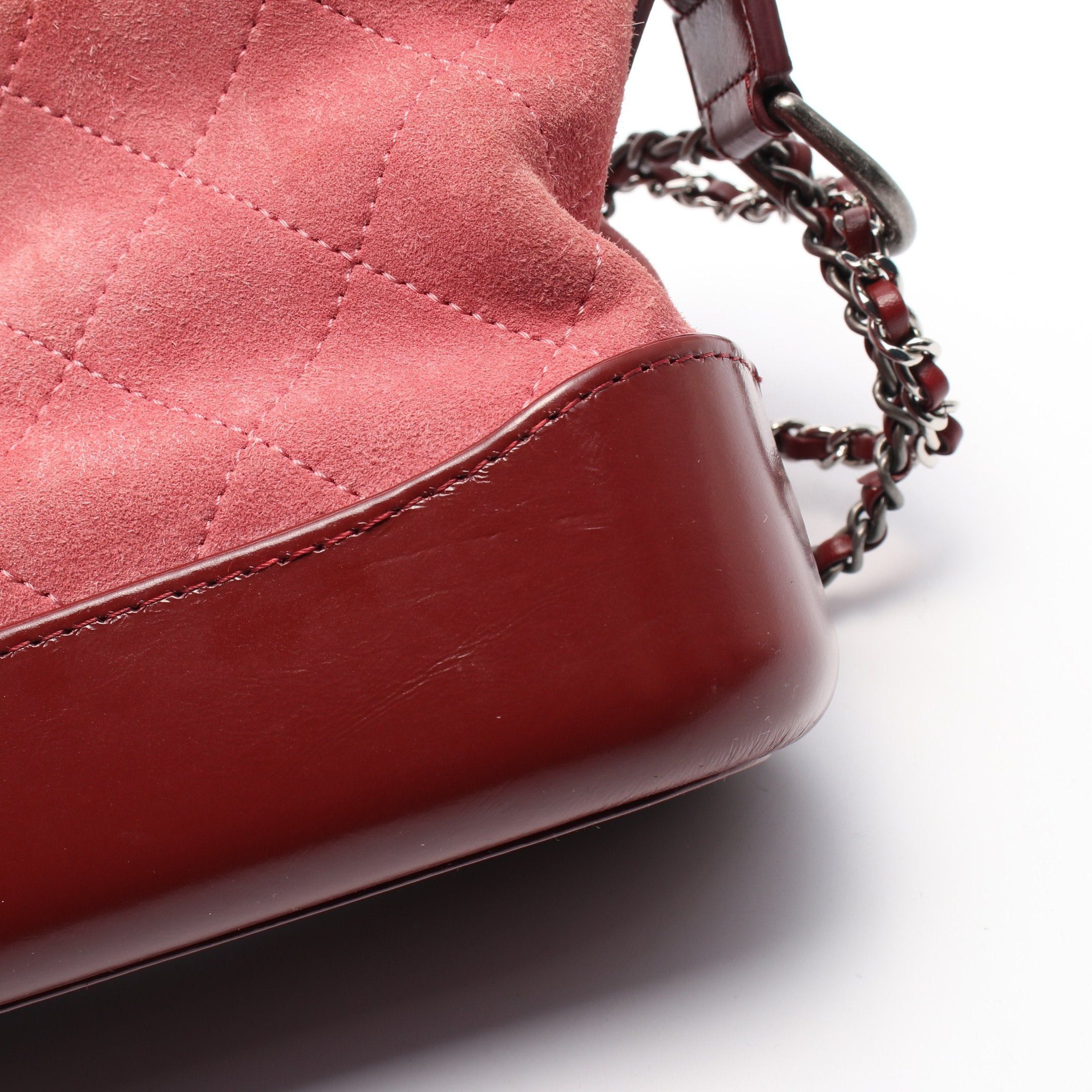 Chanel Chanel Gabriel De Chanel Small Hobo Chain Shoulder Bag Suede Leather Pink Burgundy Combination Metal Fittings Size ONE SIZE - 7 Thumbnail