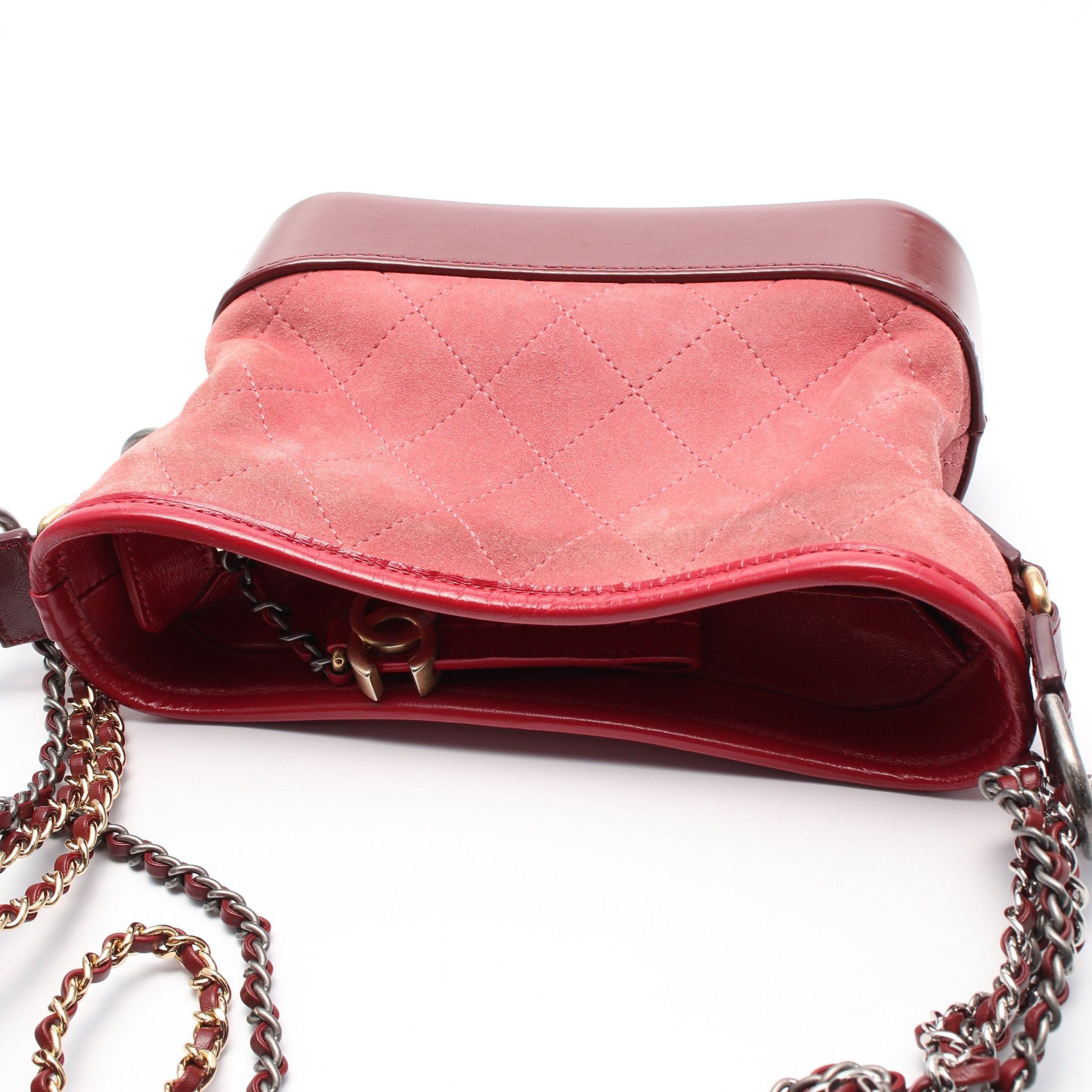 Chanel Chanel Gabriel De Chanel Small Hobo Chain Shoulder Bag Suede Leather Pink Burgundy Combination Metal Fittings Size ONE SIZE - 10 Thumbnail