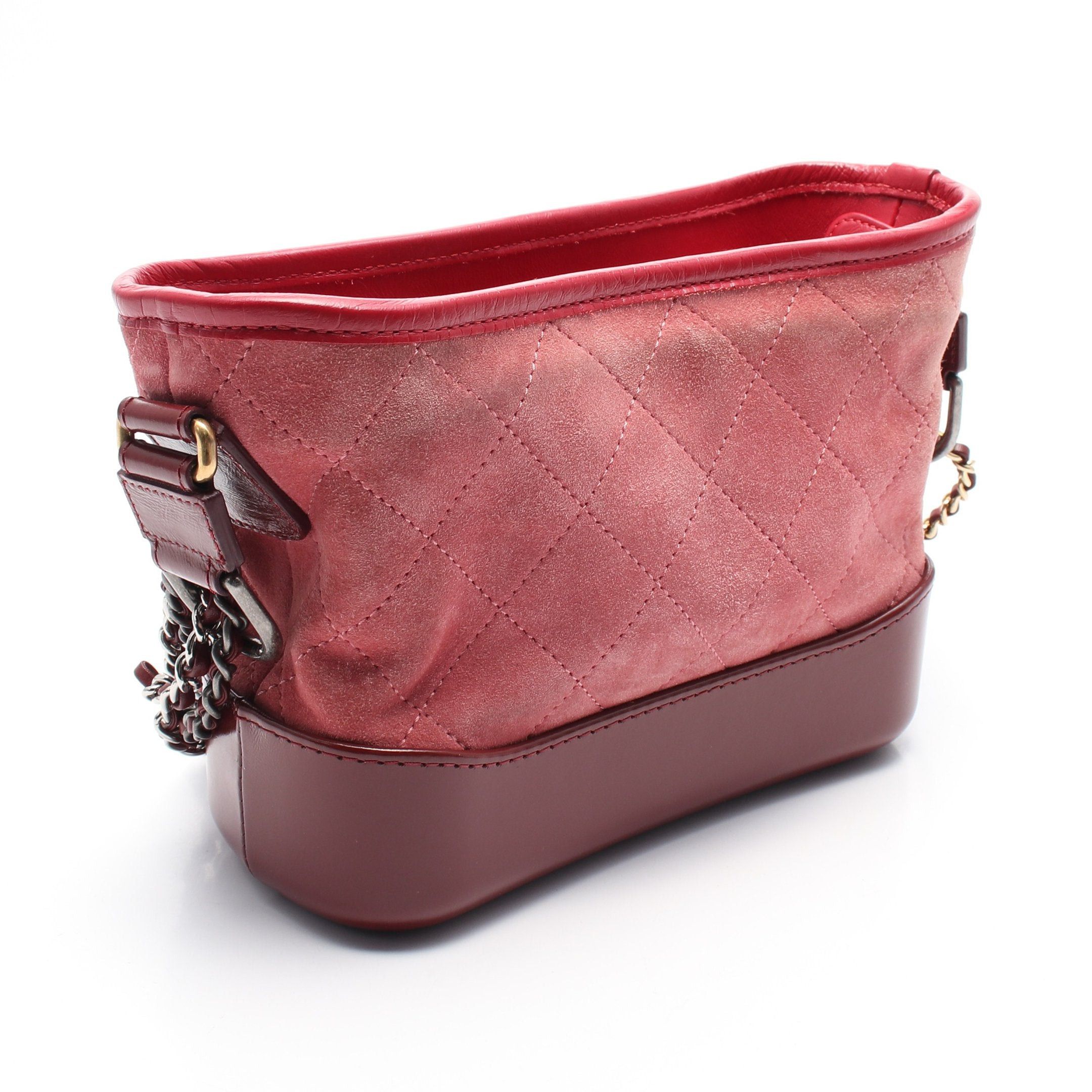 Chanel Chanel Gabriel De Chanel Small Hobo Chain Shoulder Bag Suede Leather Pink Burgundy Combination Metal Fittings Size ONE SIZE - 2 Thumbnail