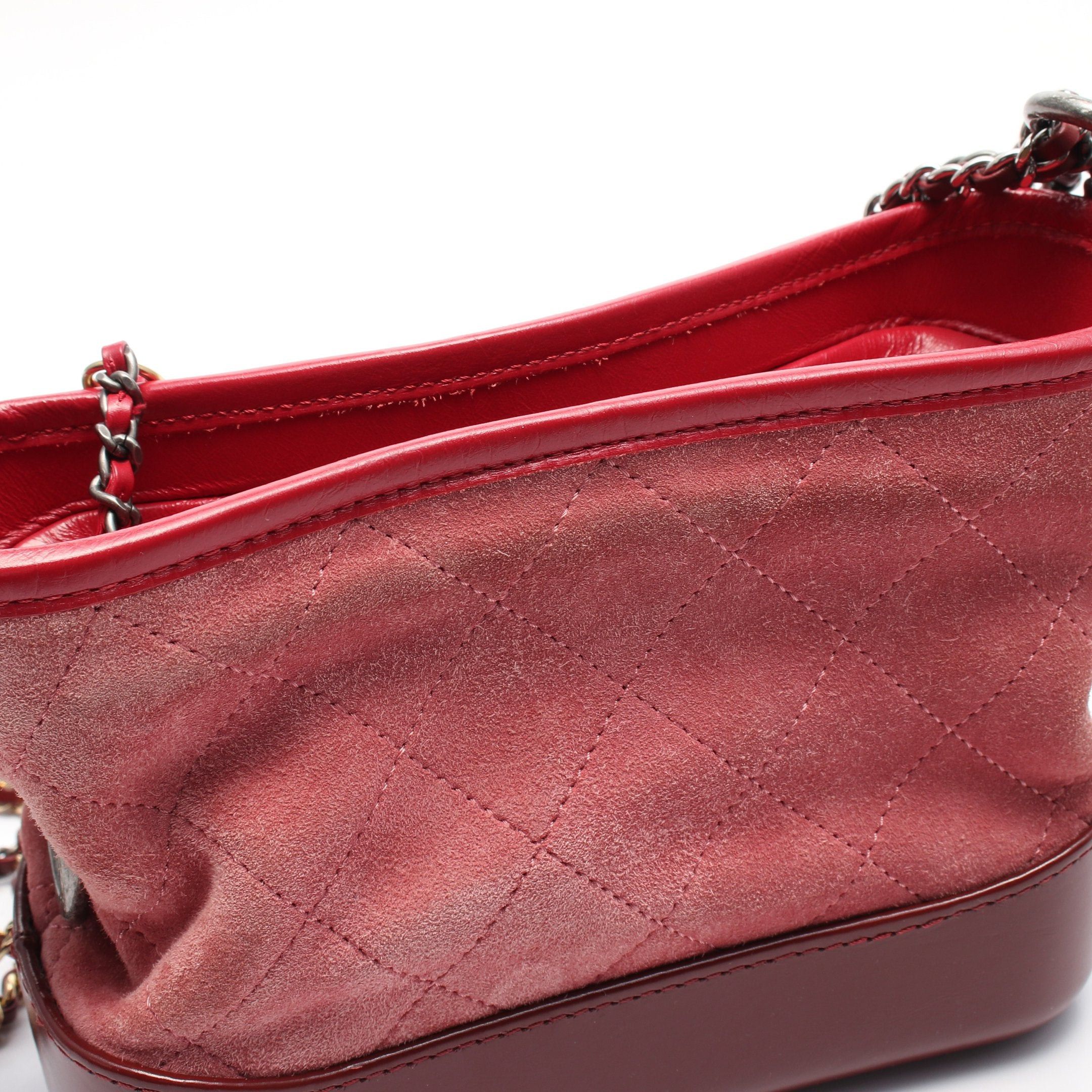 Chanel Chanel Gabriel De Chanel Small Hobo Chain Shoulder Bag Suede Leather Pink Burgundy Combination Metal Fittings Size ONE SIZE - 6 Thumbnail