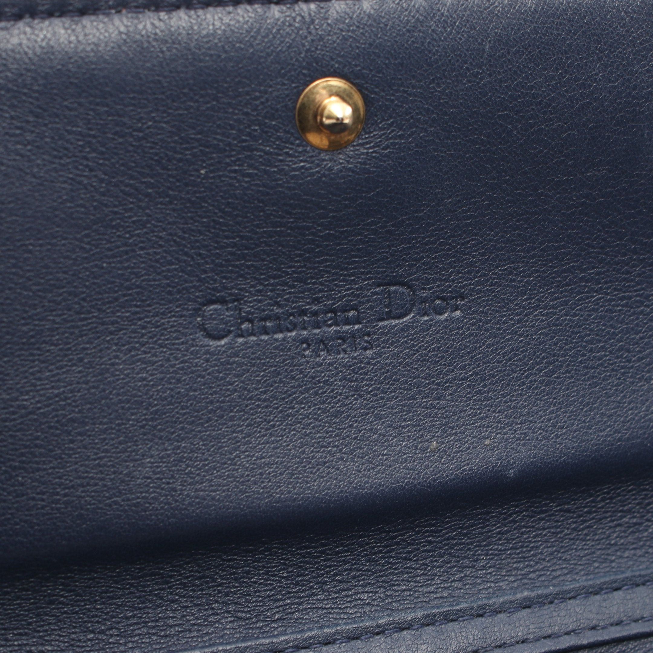 Dior Dior Canage Chain Wallet Bi-Fold Long Leather Navy Studs Size ONE SIZE - 4 Thumbnail
