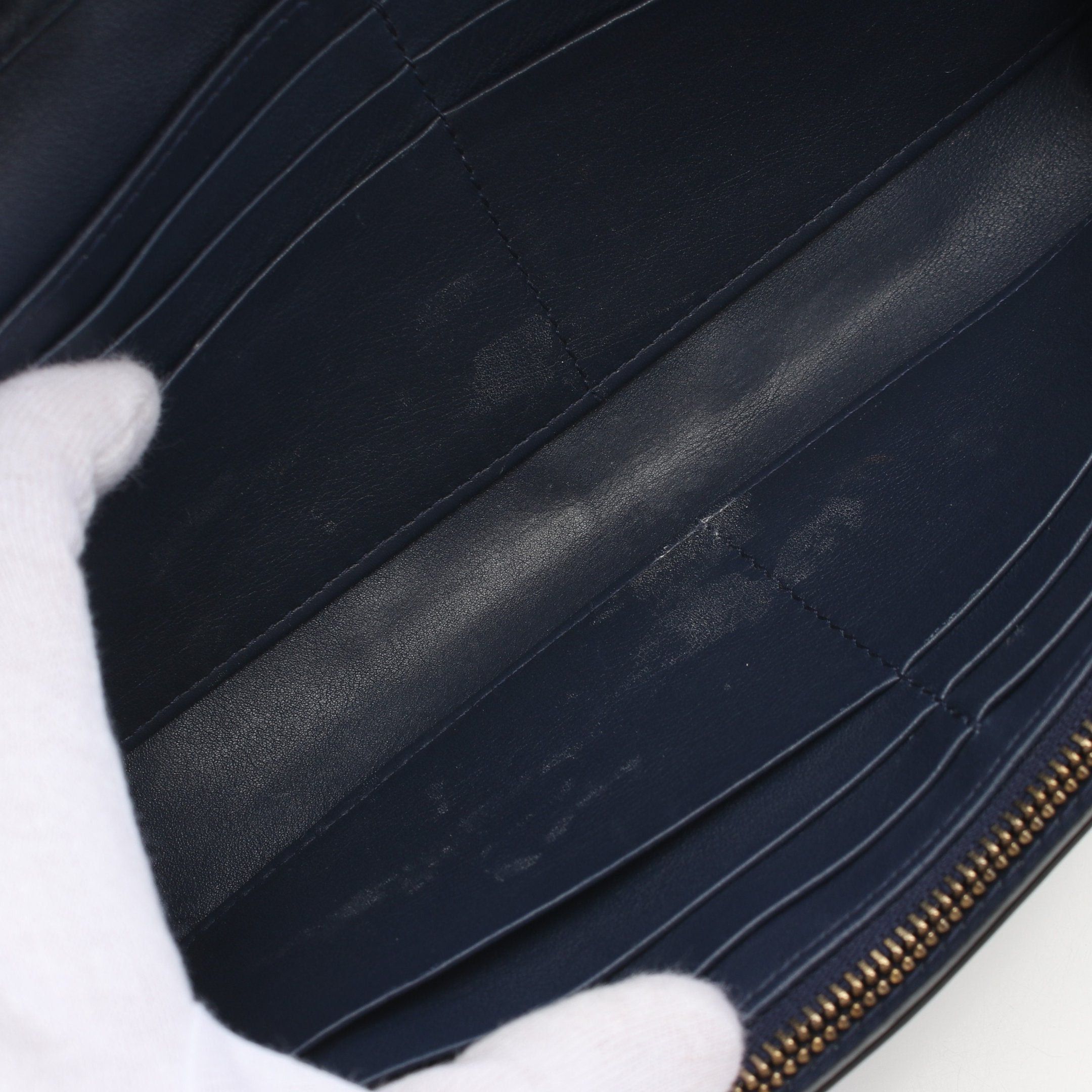 Dior Dior Canage Chain Wallet Bi-Fold Long Leather Navy Studs Size ONE SIZE - 5 Thumbnail