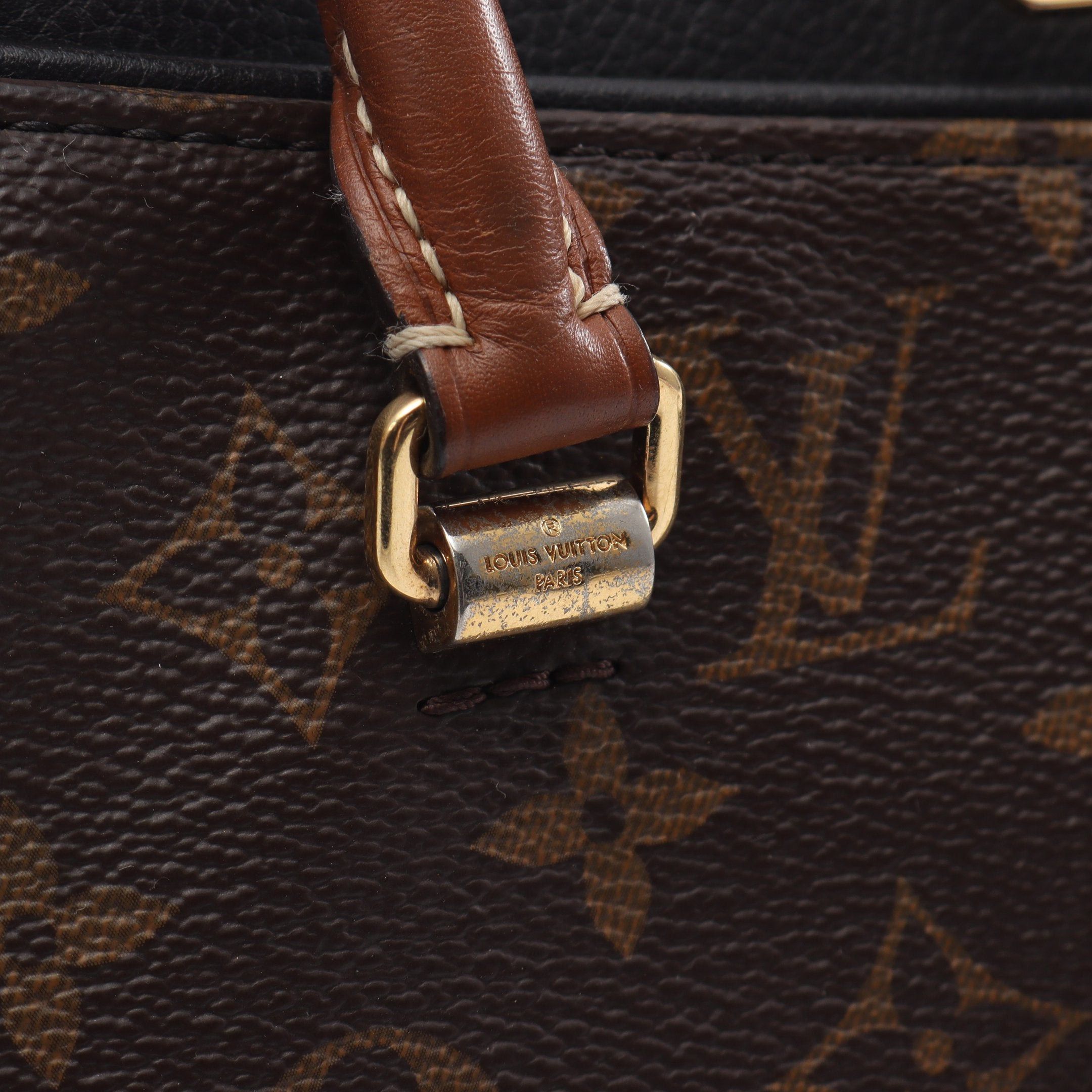Louis Vuitton Louis Vuitton Pallas Monogram Noir Handbag Leather Brown Black Size ONE SIZE - 12 Thumbnail