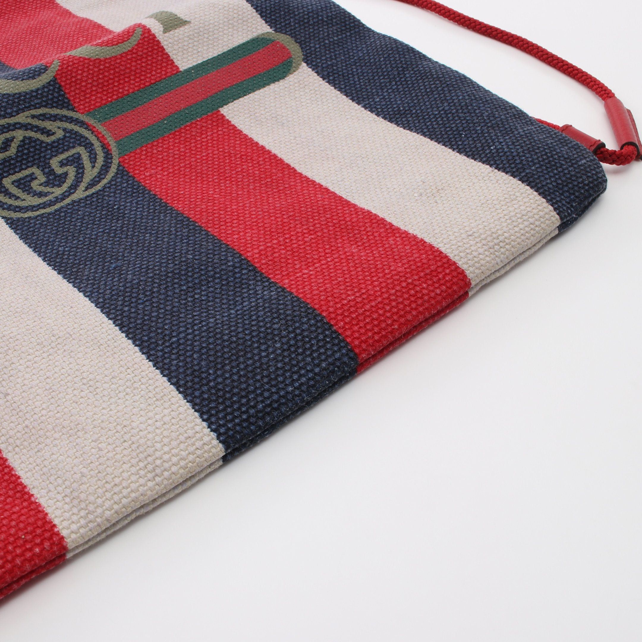 Gucci Gucci Drawstring Backpack Knapsack Rucksack Tricolor Canvas Leather Red Navy White Size ONE SIZE - 6 Thumbnail