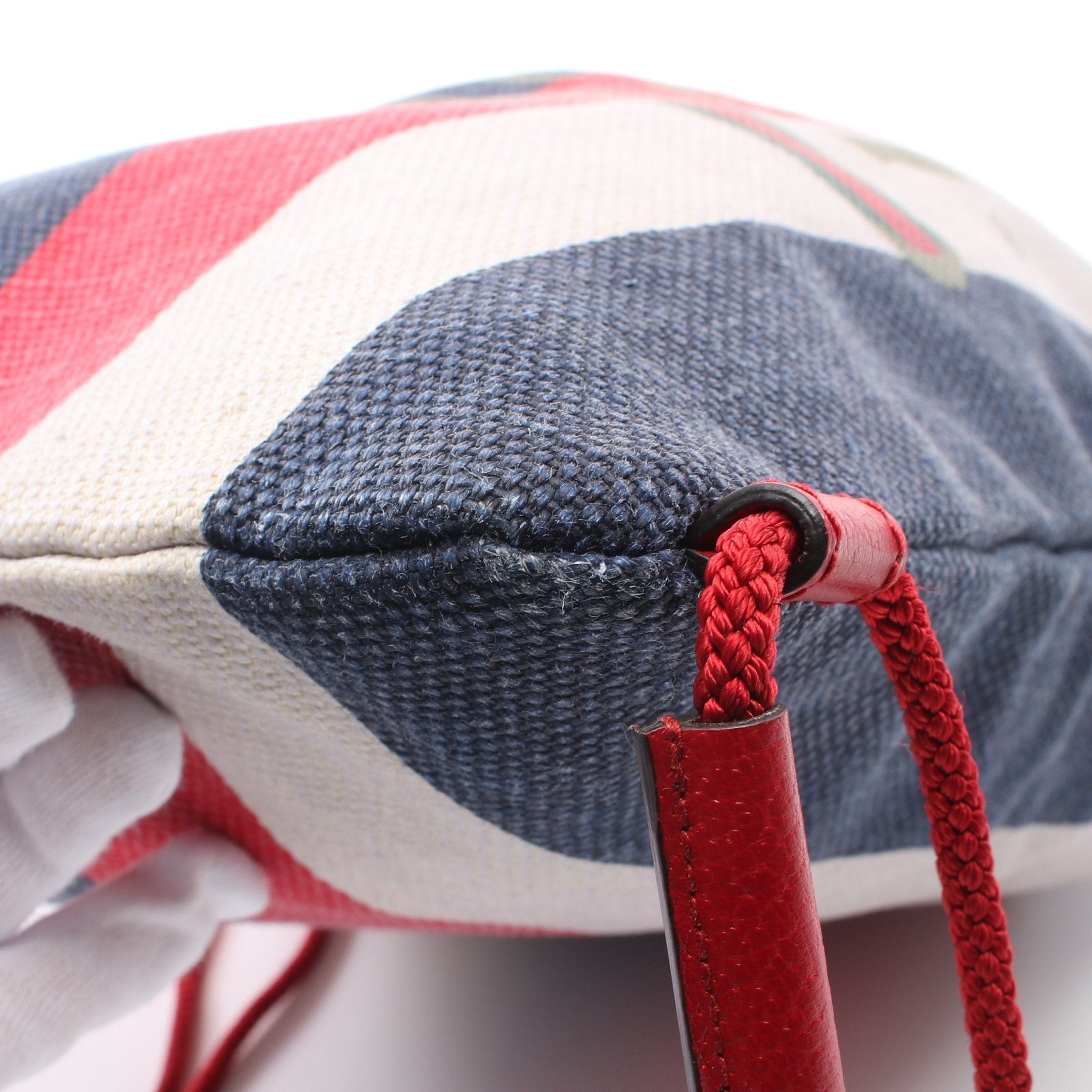 Gucci Gucci Drawstring Backpack Knapsack Rucksack Tricolor Canvas Leather Red Navy White Size ONE SIZE - 5 Thumbnail