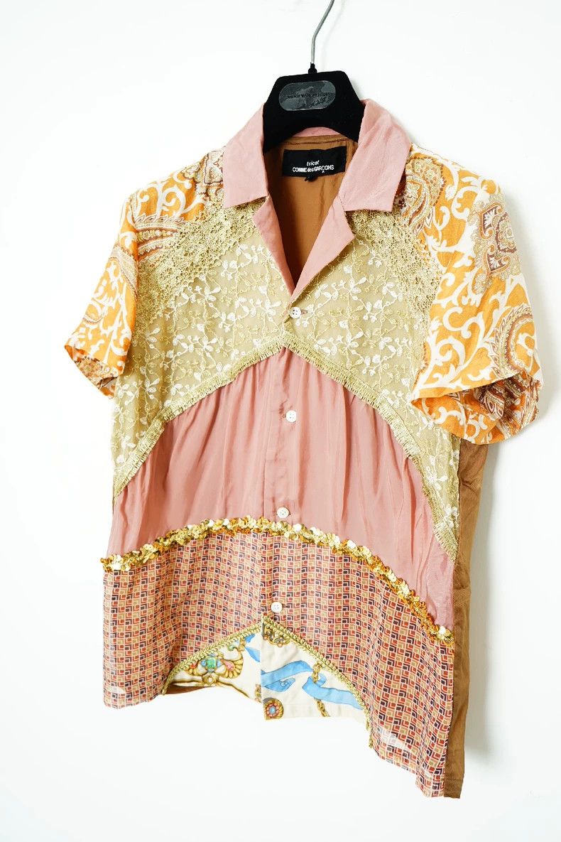 Comme des Garcons Silk Patchwork Embroidered Short Sleeve Shirt Size US M / EU 48-50 / 2 - 2 Thumbnail