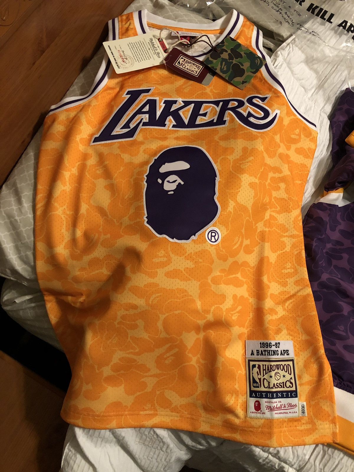 Mitchell & Ness x Bape FW18 Lakers Swingman Jersey