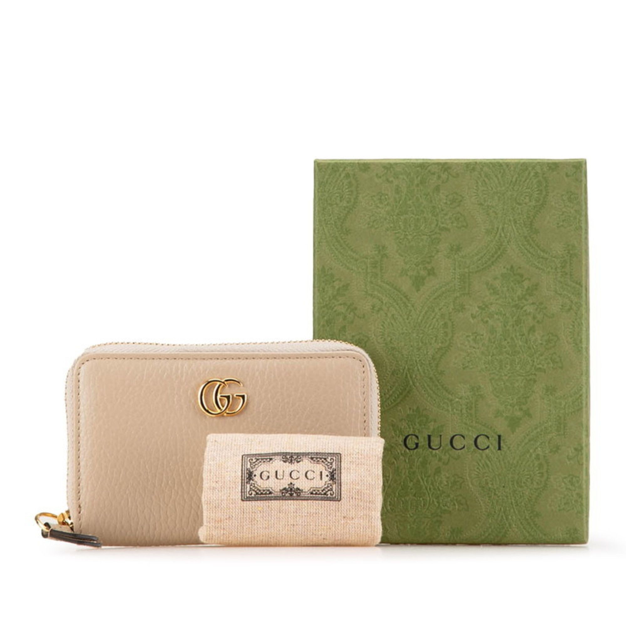 Gucci Gucci Double G Round Coin Case 644412 Beige Gold Leather Women's GUCCI Size ONE SIZE - 7 Thumbnail