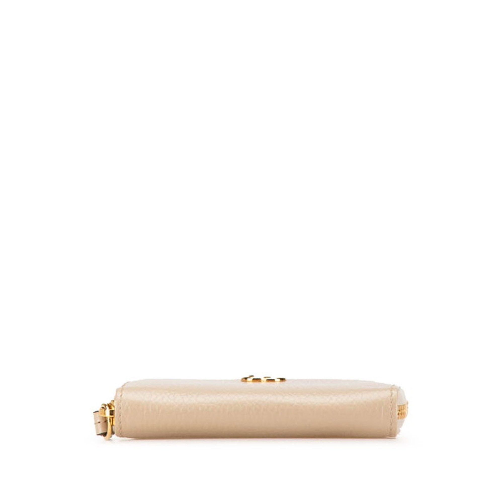 Gucci Gucci Double G Round Coin Case 644412 Beige Gold Leather Women's GUCCI Size ONE SIZE - 3 Thumbnail