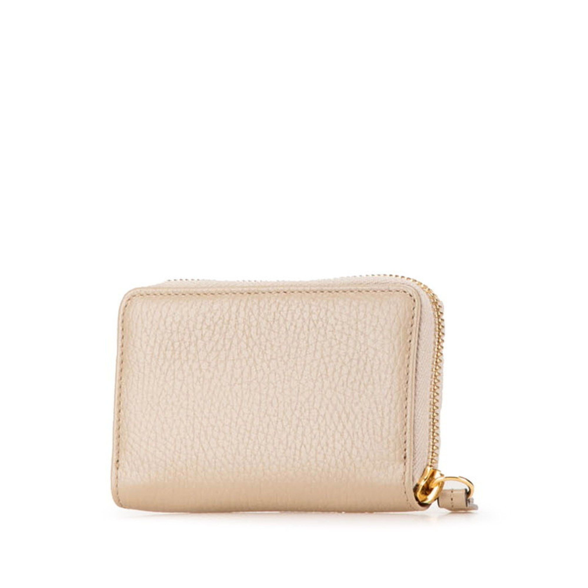 Gucci Gucci Double G Round Coin Case 644412 Beige Gold Leather Women's GUCCI Size ONE SIZE - 2 Thumbnail