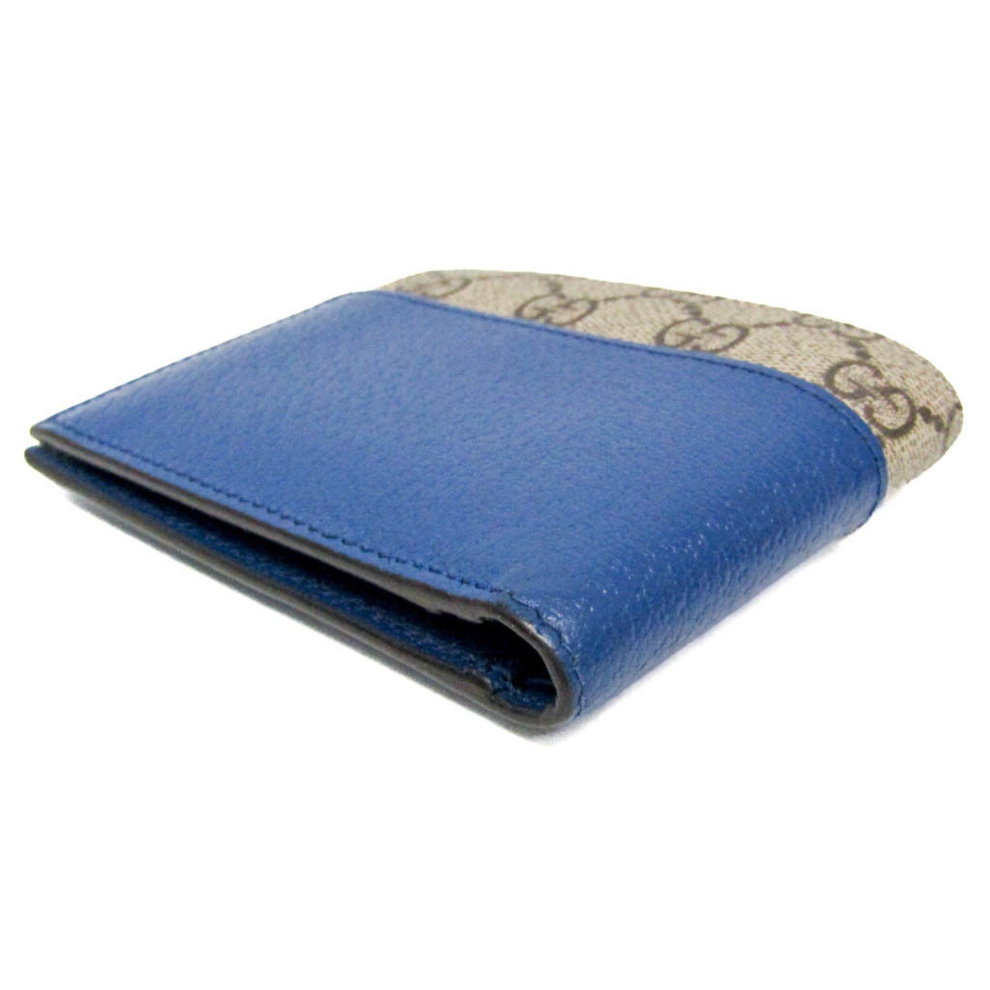 Gucci Gucci New Basket Interlocking G Coin Wallet 701417 Men,Women GG Canvas,Leather Wallet (bi-fold) Beige,Blue Size ONE SIZE - 2 Thumbnail
