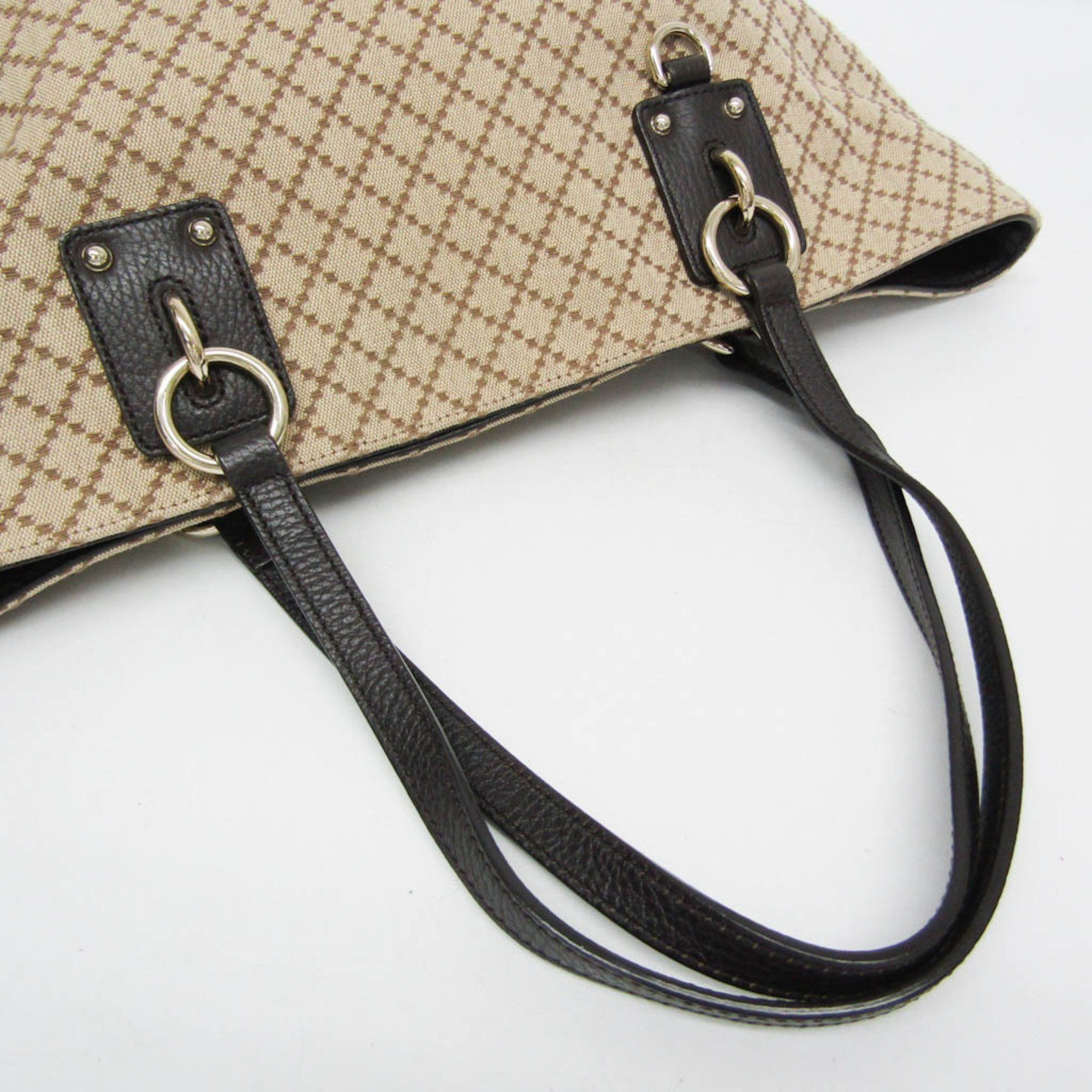 Gucci Gucci Diamante 353702 Women's Leather,Canvas Shoulder Bag,Tote Bag Beige,Dark Brown Size ONE SIZE - 7 Thumbnail