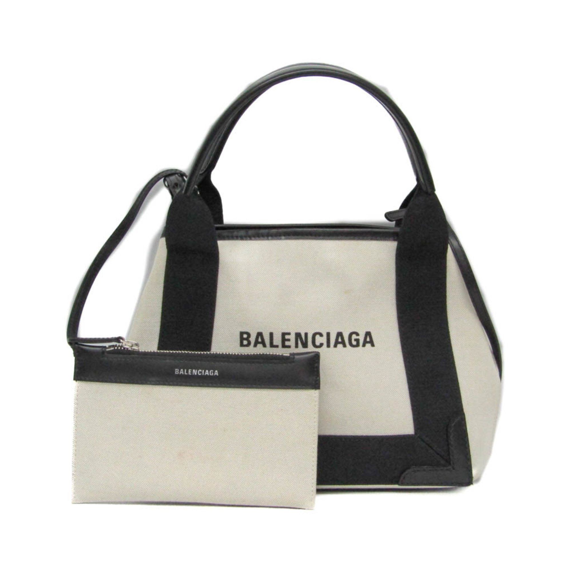 Balenciaga Balenciaga Navy Cabas XS 390346 Women's Canvas,Leather Handbag,Shoulder Bag Black,Cream Size ONE SIZE - 2 Thumbnail