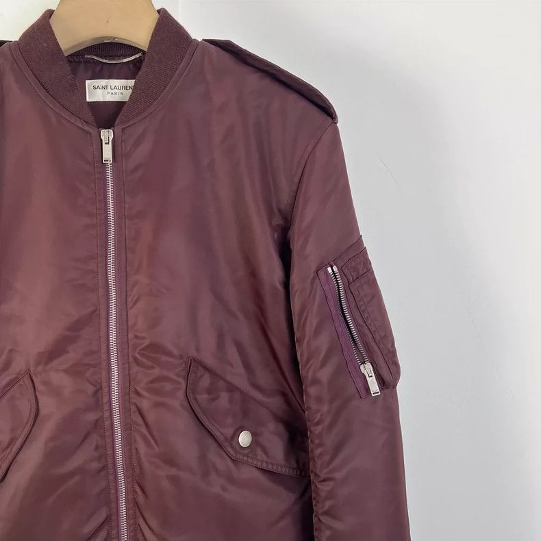 Yves Saint Laurent Saint Laurent Burgundy MA1 Flight Jacket Size US M / EU 48-50 / 2 - 4 Thumbnail