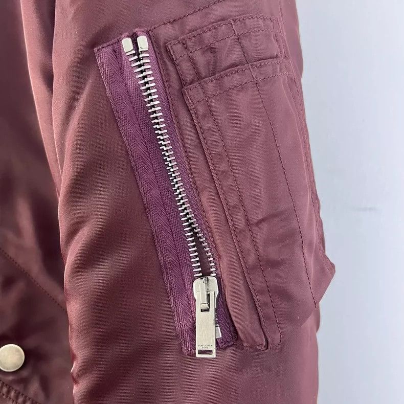 Yves Saint Laurent Saint Laurent Burgundy MA1 Flight Jacket Size US M / EU 48-50 / 2 - 5 Thumbnail
