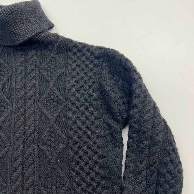 Yves Saint Laurent Black Cable Knit Turtleneck Sweater Size US XS / EU 42 / 0 - 5 Thumbnail