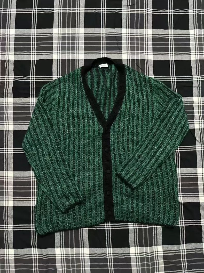 Saint Laurent Paris Saint Laurent FW21 Mohair Cardigan in Green Size US XL / EU 56 / 4 - 2 Thumbnail