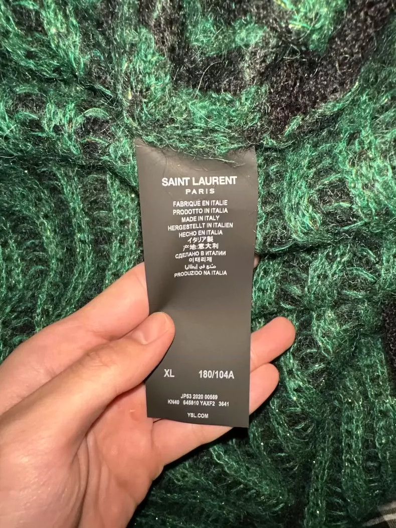 Saint Laurent Paris Saint Laurent FW21 Mohair Cardigan in Green Size US XL / EU 56 / 4 - 3 Thumbnail