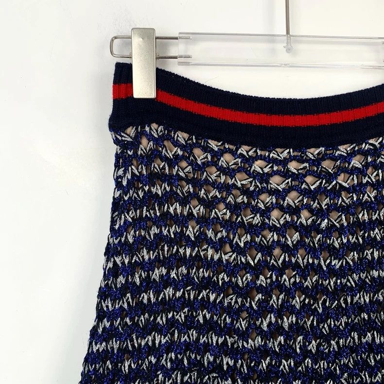 Gucci Gucci Red Black Woven Cotton Skirt Size 22" - 3 Thumbnail