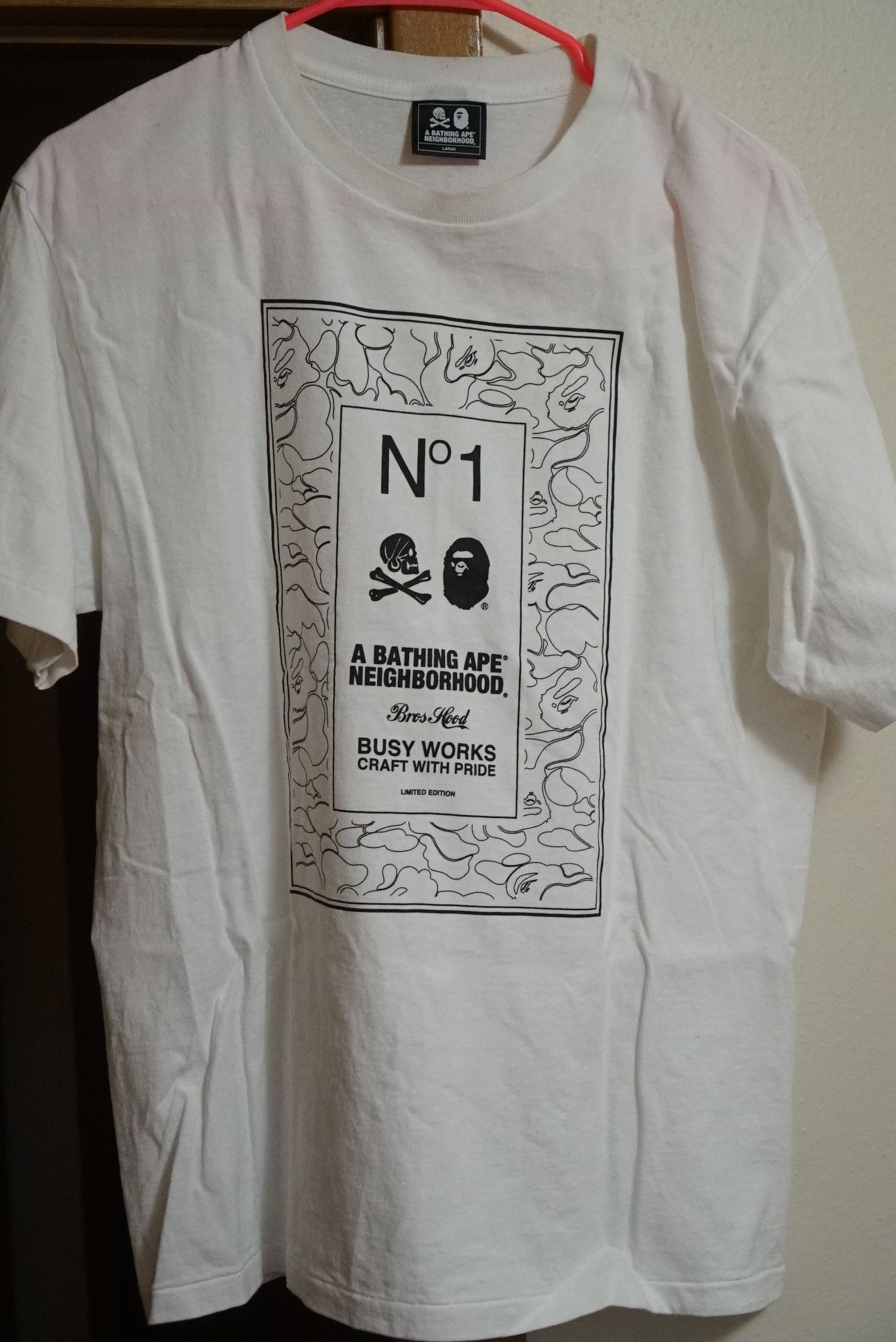 Bape x Neighborhood No. 1 tee. Size L - Tops 