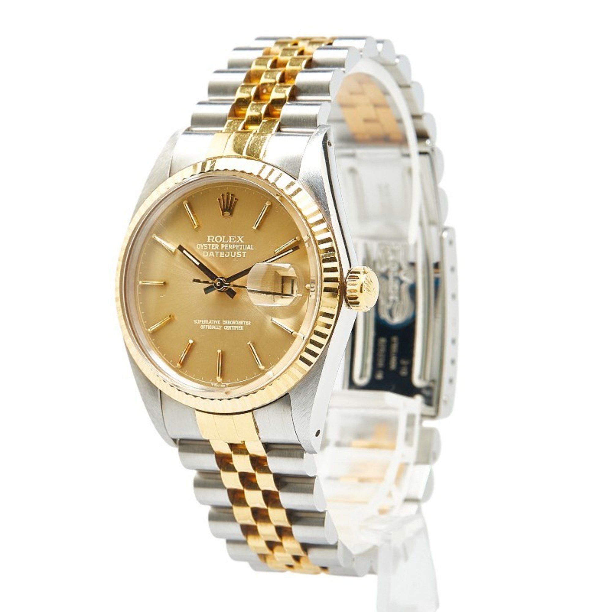 Rolex Rolex Datejust Watch 16013 Automatic Gold Dial Stainless Steel K18YG Yellow Men's ROLEX Size ONE SIZE - 3 Thumbnail