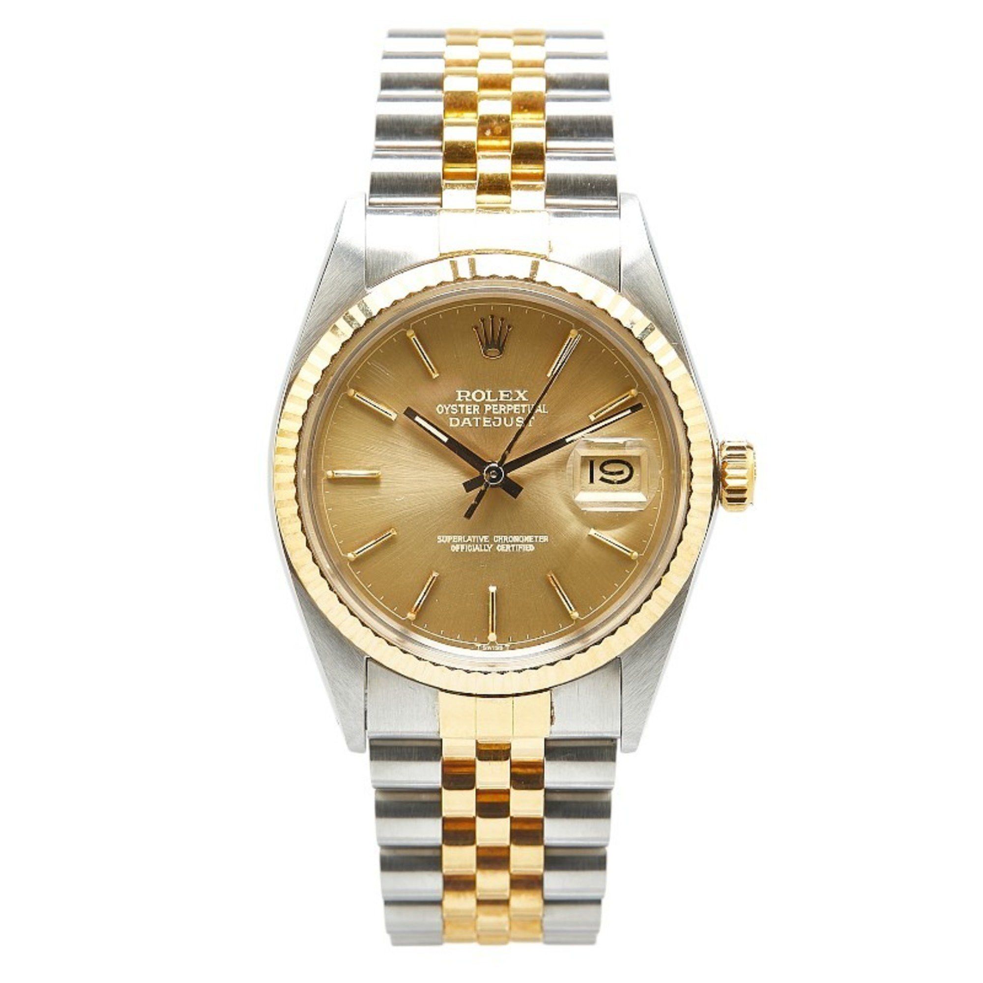 Rolex Rolex Datejust Watch 16013 Automatic Gold Dial Stainless Steel K18YG Yellow Men's ROLEX Size ONE SIZE - 2 Thumbnail