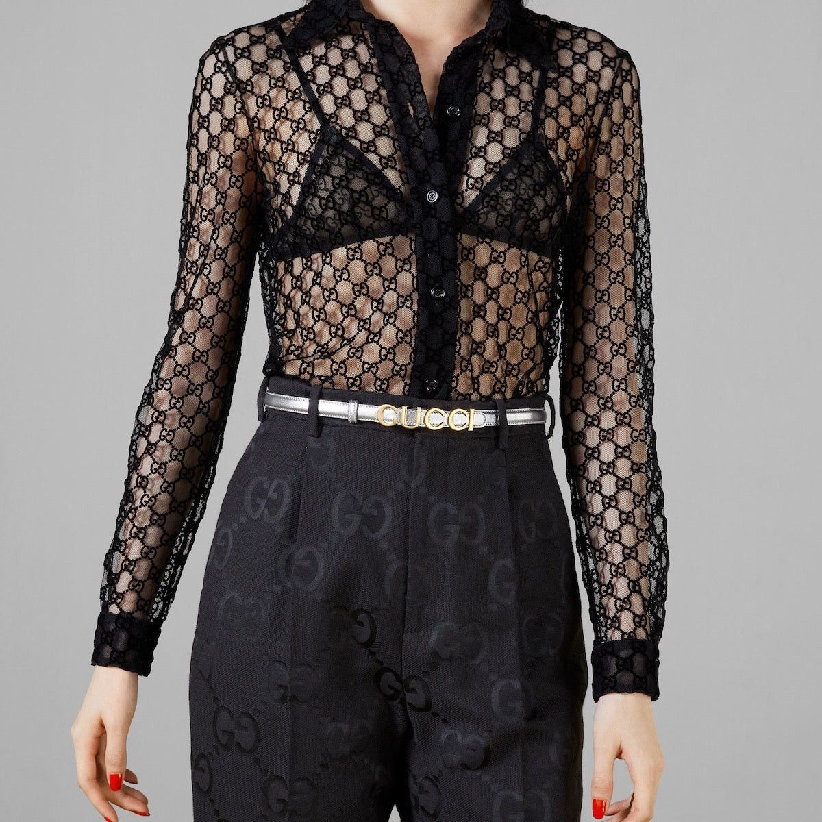 Gucci Logo Buckle Thin Belt SIZE 90