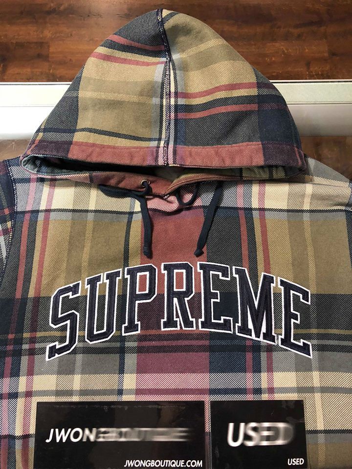 Supreme 2014 Supreme Arc Logo Plaid Pullover Hoodie | Grailed