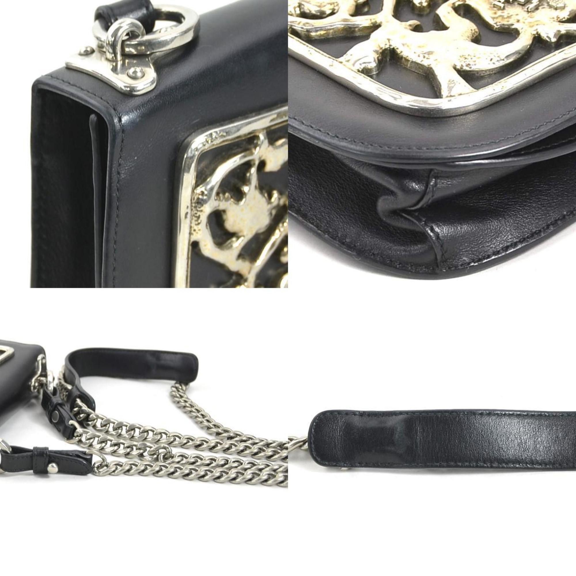 Prada PRADA Shoulder Bag Leather Metal Black Silver Women's 1BH071 90049a Size ONE SIZE - 3 Thumbnail