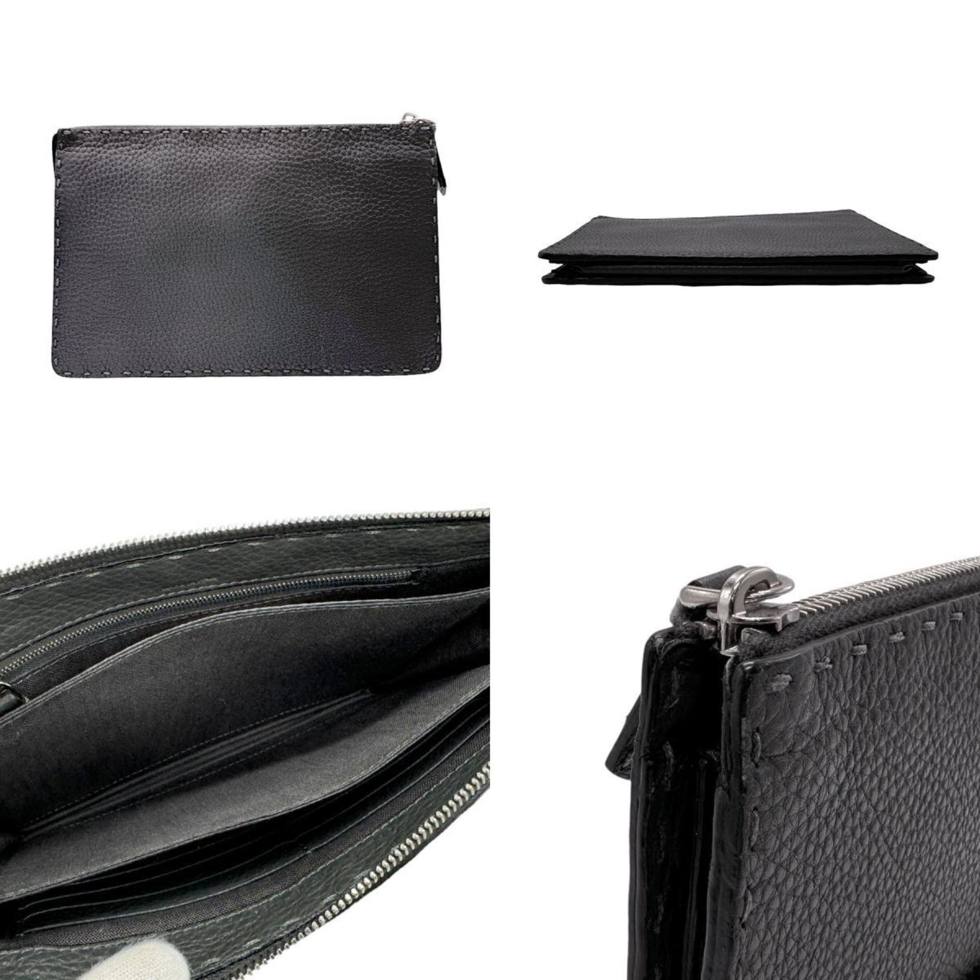 Fendi FENDI Clutch Bag Selleria Leather Dark Grey Silver Men's 7VA850-NDU n0706 Size ONE SIZE - 3 Thumbnail