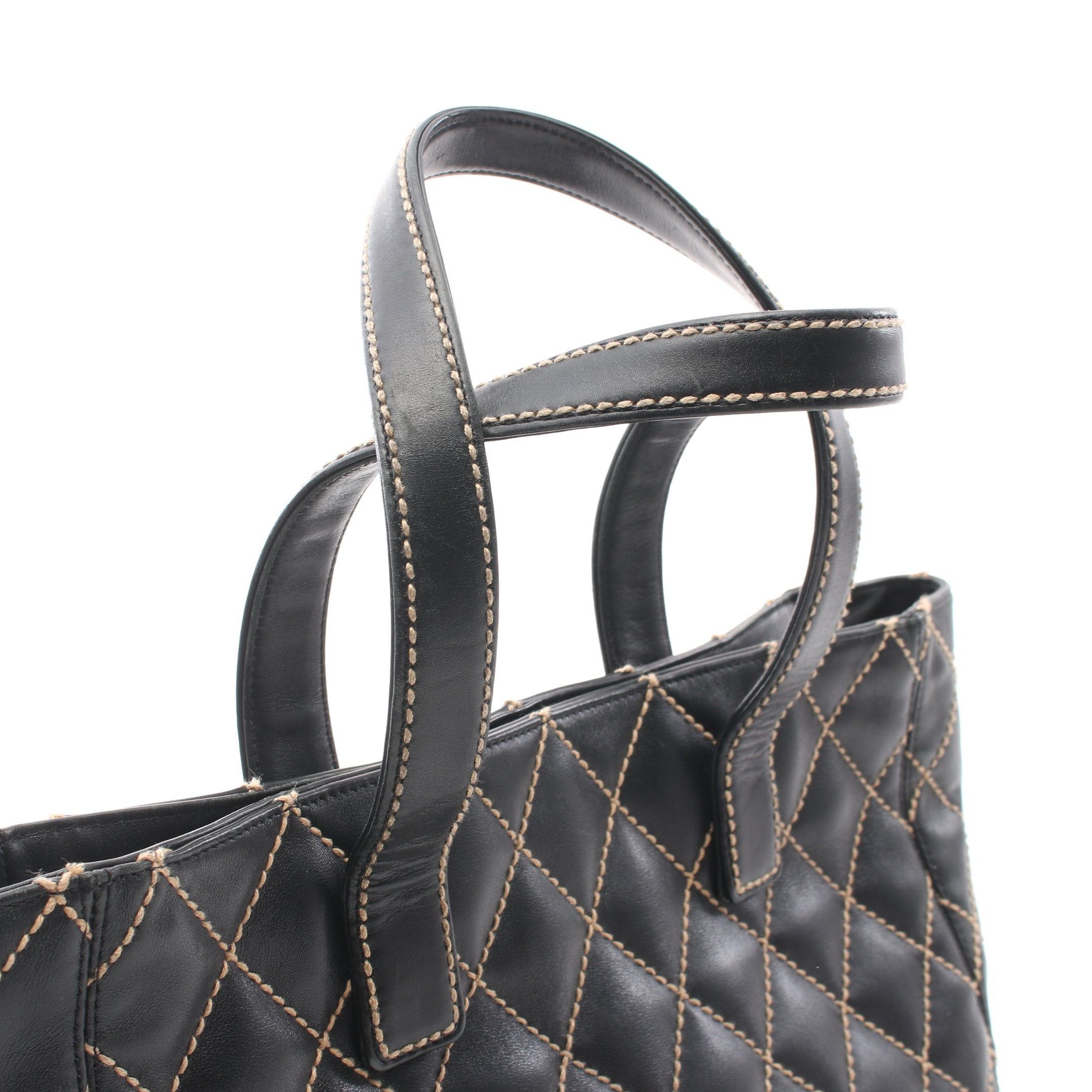 Chanel Chanel Wild Stitch Shoulder Bag Tote Leather Black Gold Hardware Size ONE SIZE - 6 Thumbnail