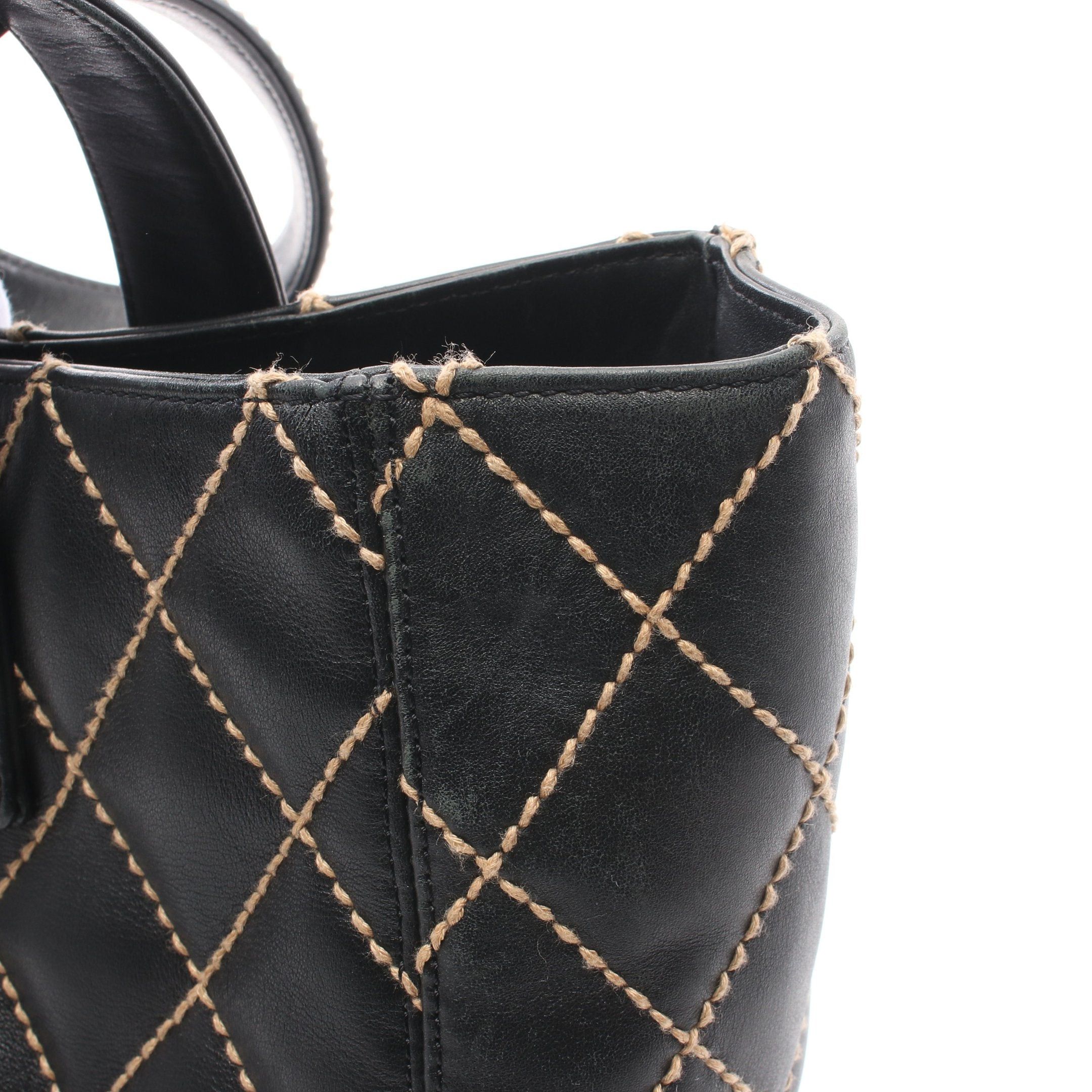 Chanel Chanel Wild Stitch Shoulder Bag Tote Leather Black Gold Hardware Size ONE SIZE - 11 Thumbnail