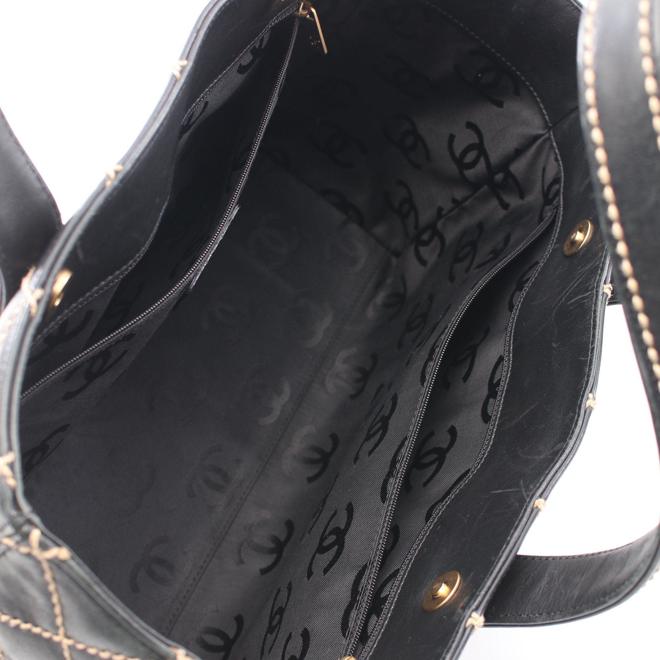 Chanel Chanel Wild Stitch Shoulder Bag Tote Leather Black Gold Hardware Size ONE SIZE - 3 Thumbnail