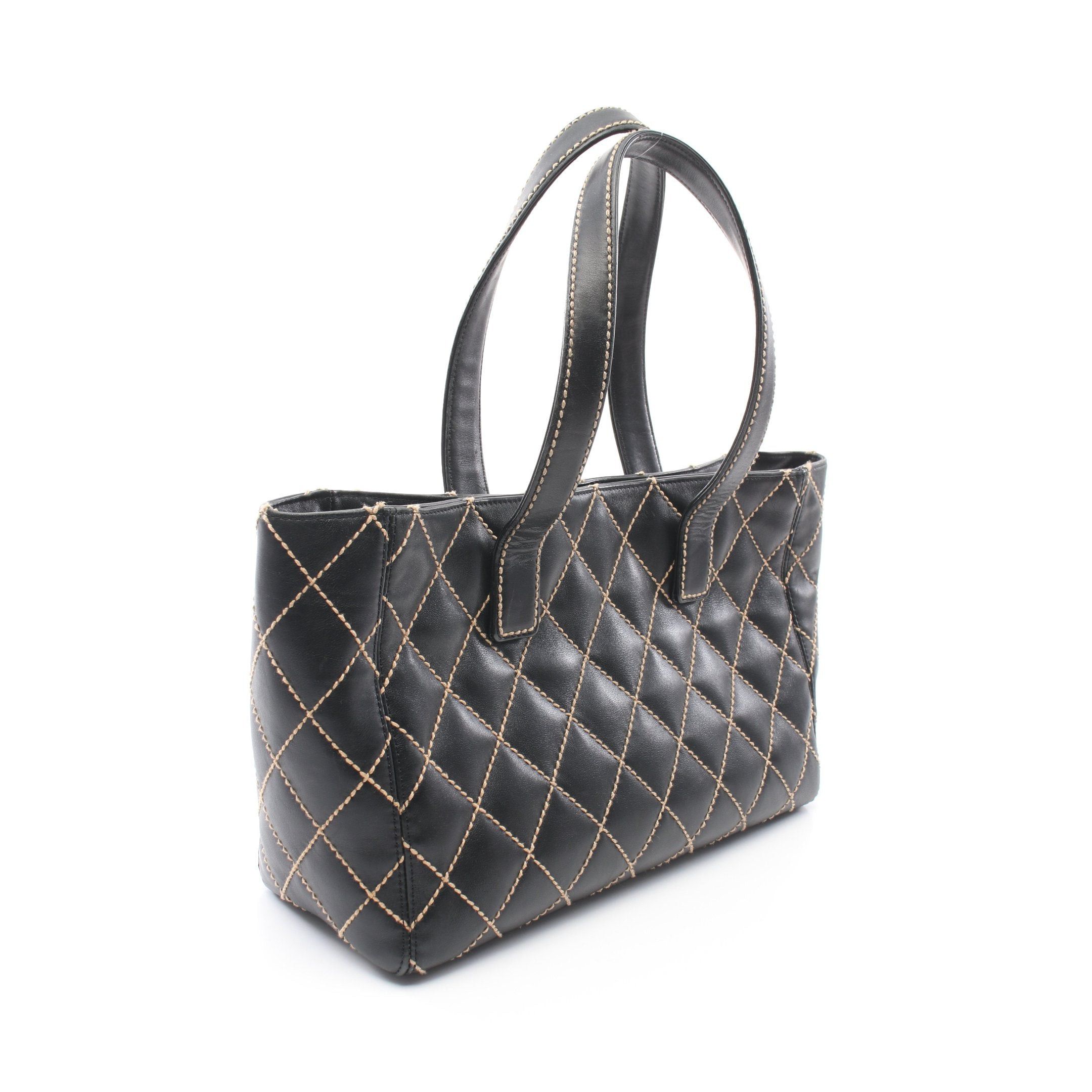 Chanel Chanel Wild Stitch Shoulder Bag Tote Leather Black Gold Hardware Size ONE SIZE - 2 Thumbnail