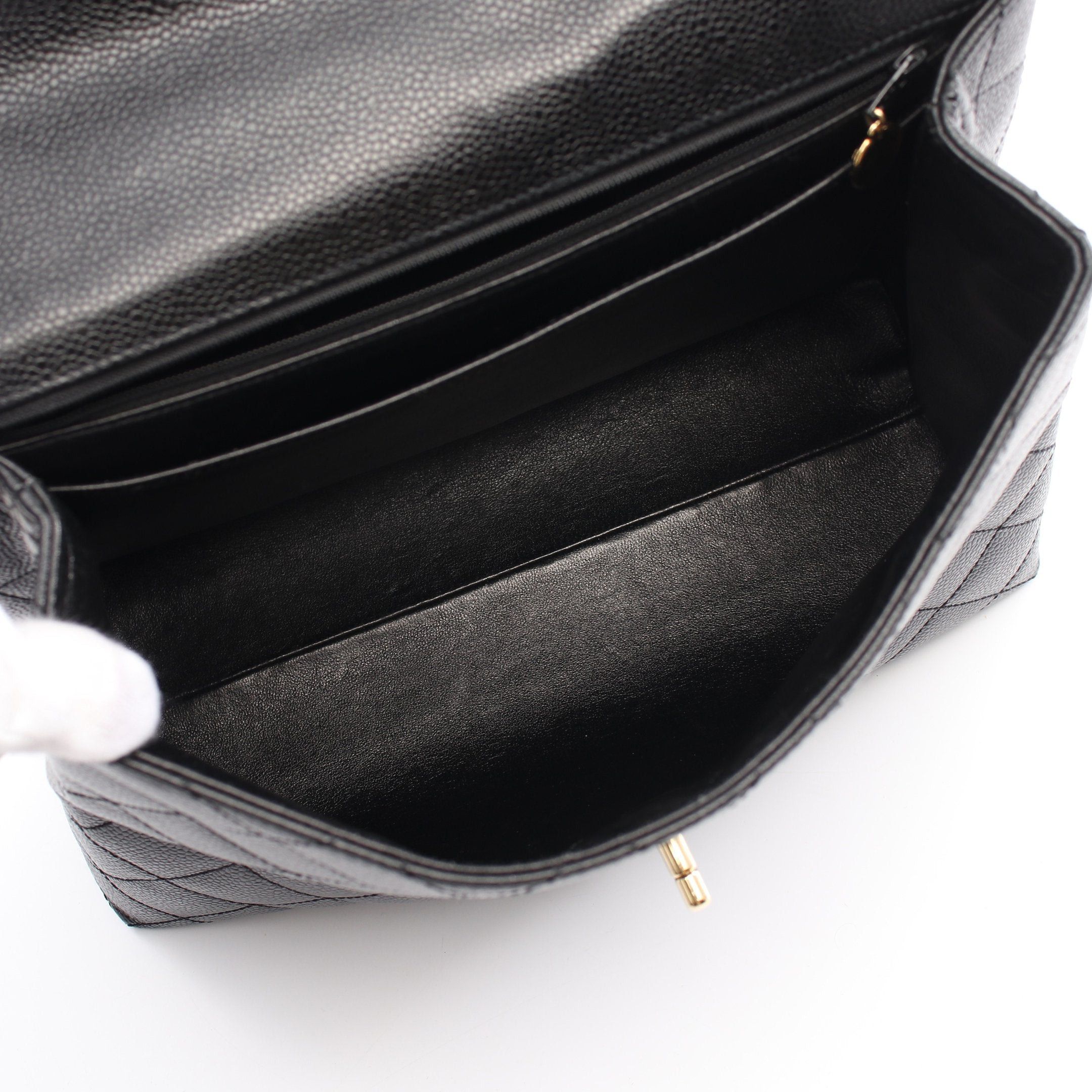 Chanel Chanel Matelasse Top Handle Handbag Caviar Skin Black Gold Hardware Size ONE SIZE - 3 Thumbnail