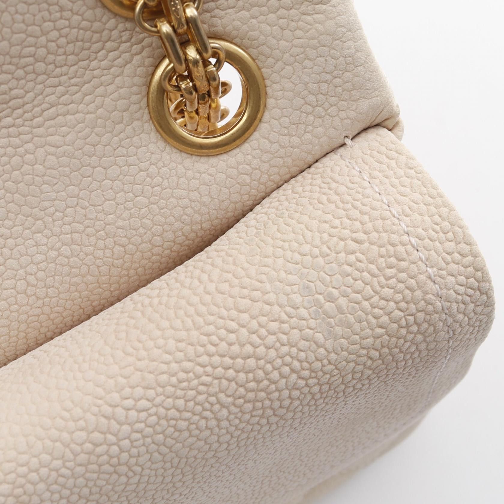 Chanel Chanel 2.55 Matelasse Mademoiselle Chain Double Shoulder Bag Nubuck Caviar Skin Ivory Gold Hardware Size ONE SIZE - 10 Thumbnail