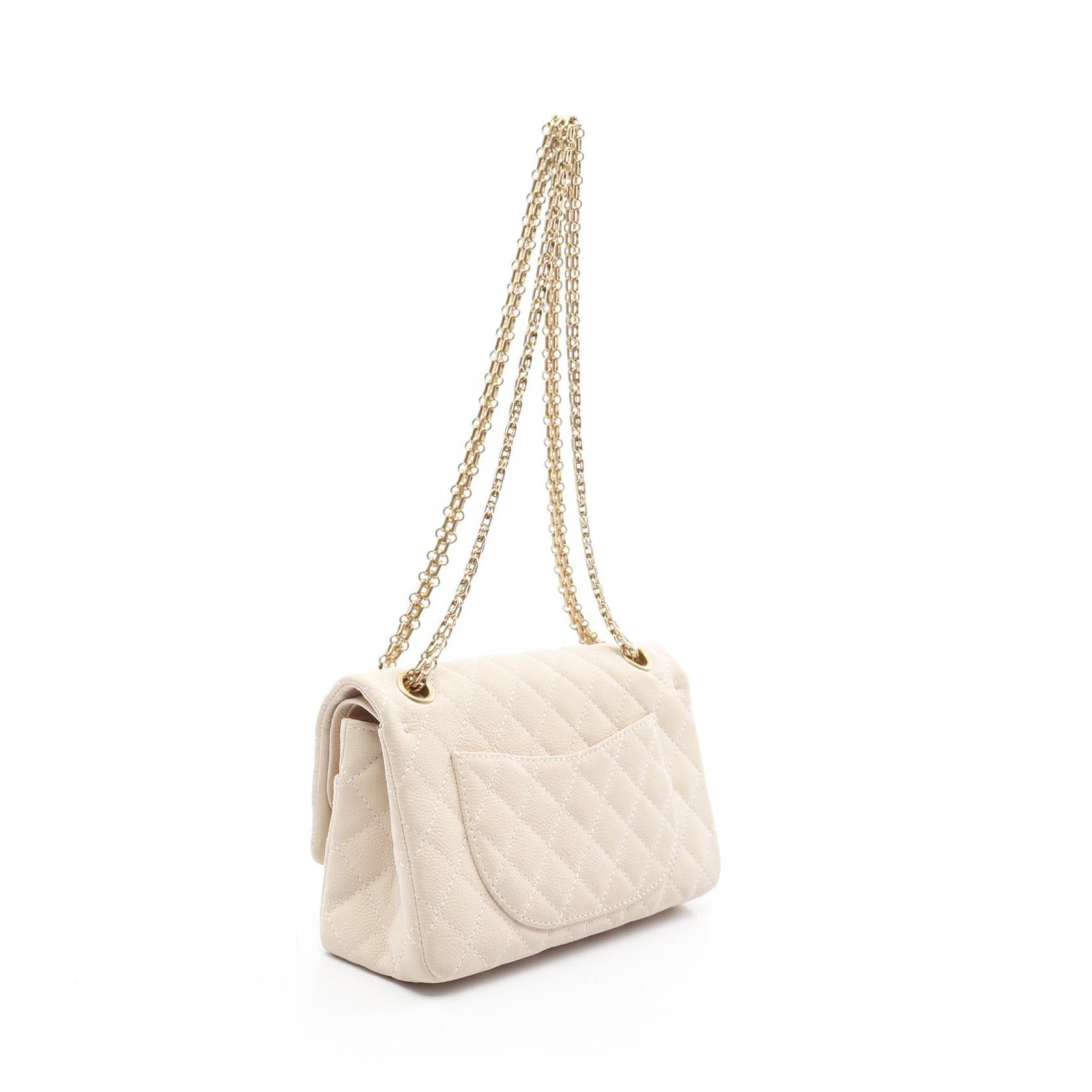 Chanel Chanel 2.55 Matelasse Mademoiselle Chain Double Shoulder Bag Nubuck Caviar Skin Ivory Gold Hardware Size ONE SIZE - 2 Thumbnail