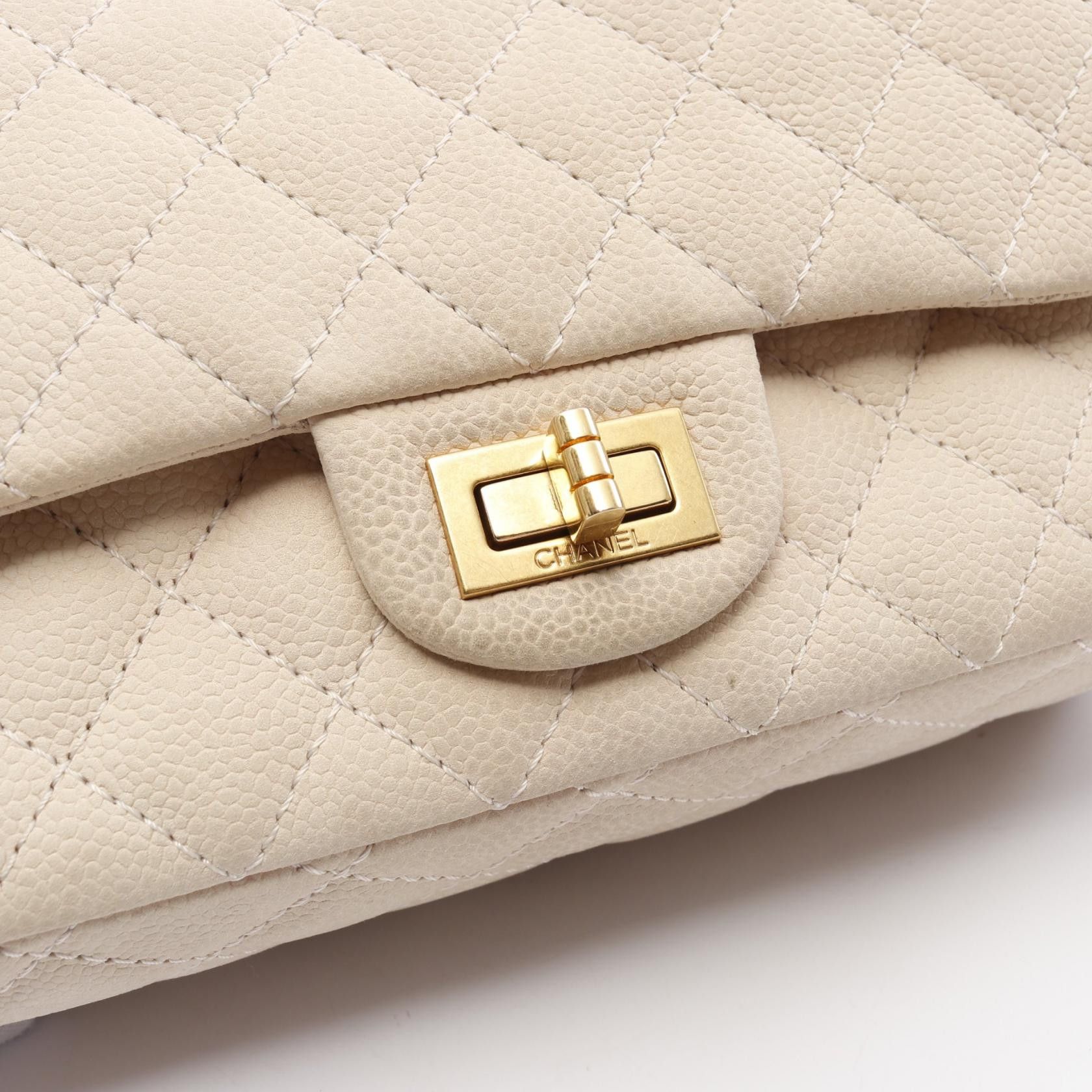 Chanel Chanel 2.55 Matelasse Mademoiselle Chain Double Shoulder Bag Nubuck Caviar Skin Ivory Gold Hardware Size ONE SIZE - 14 Thumbnail