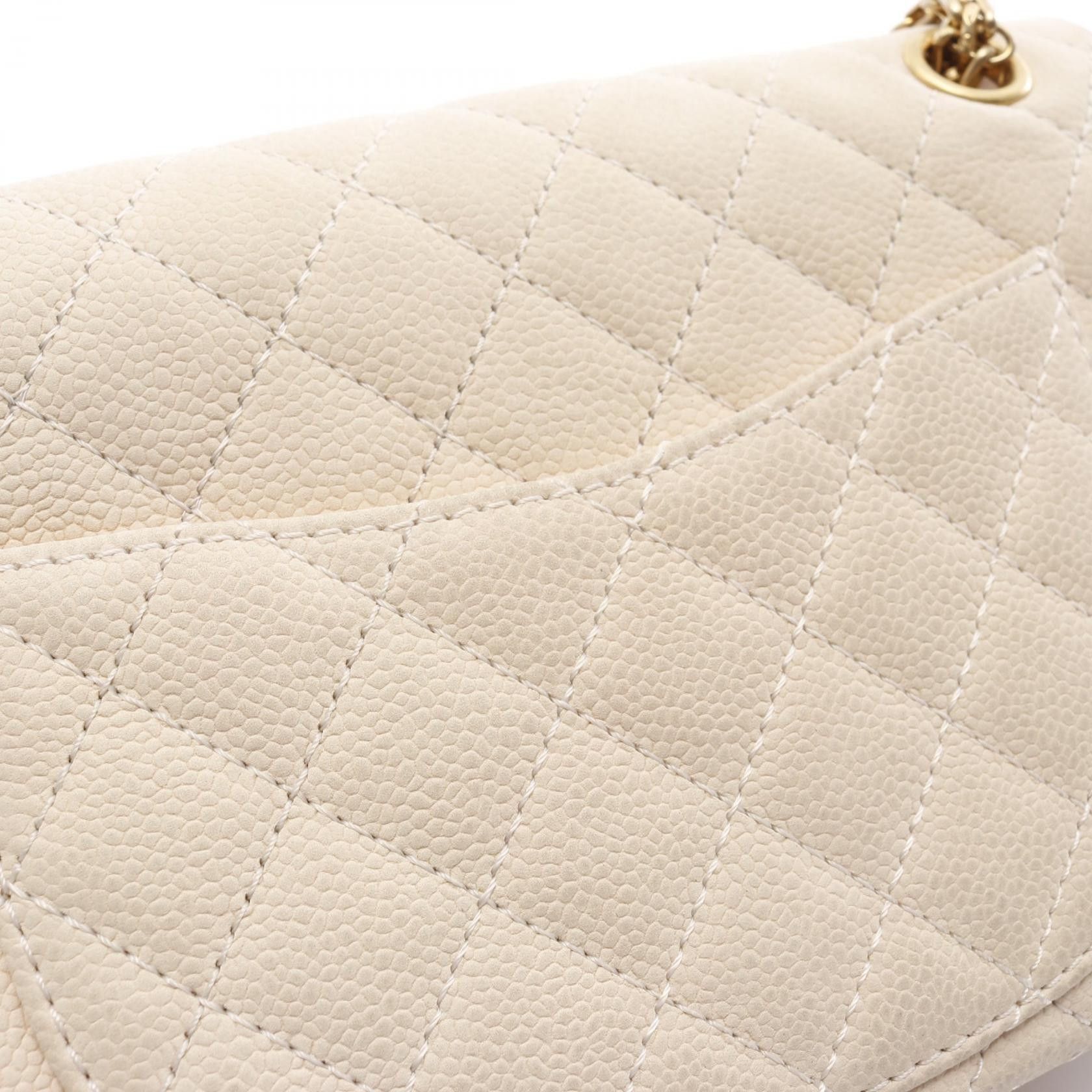 Chanel Chanel 2.55 Matelasse Mademoiselle Chain Double Shoulder Bag Nubuck Caviar Skin Ivory Gold Hardware Size ONE SIZE - 12 Thumbnail