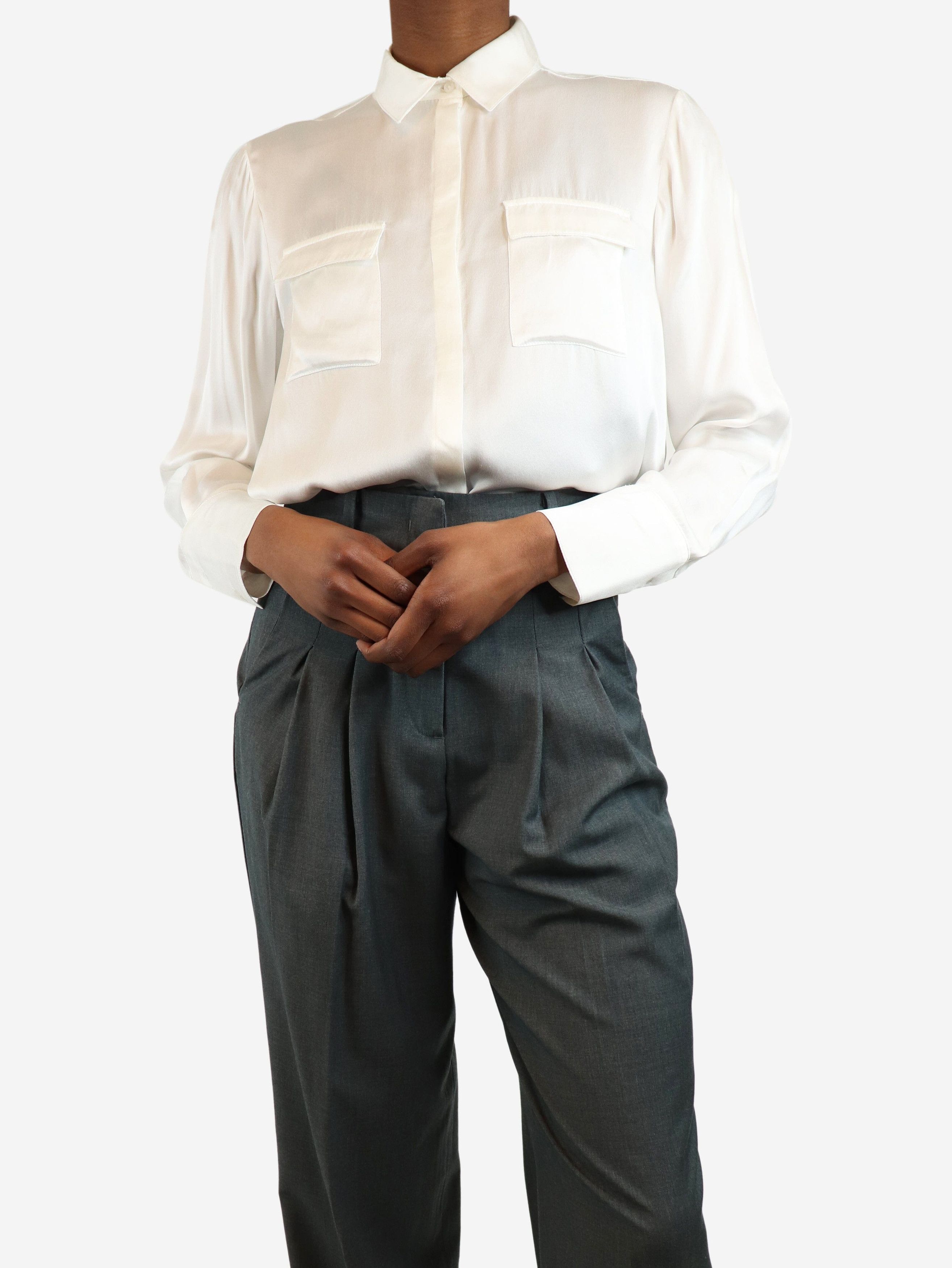 Ecru long-sleeved shirt - size UK 8