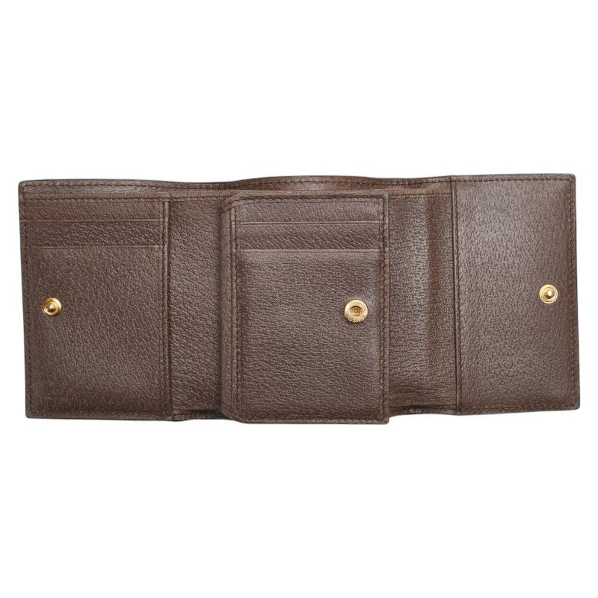 Gucci Gucci GG Supreme Ophidia Tri-fold Wallet 523174 Brown PVC Leather Women's GUCCI Size ONE SIZE - 4 Thumbnail