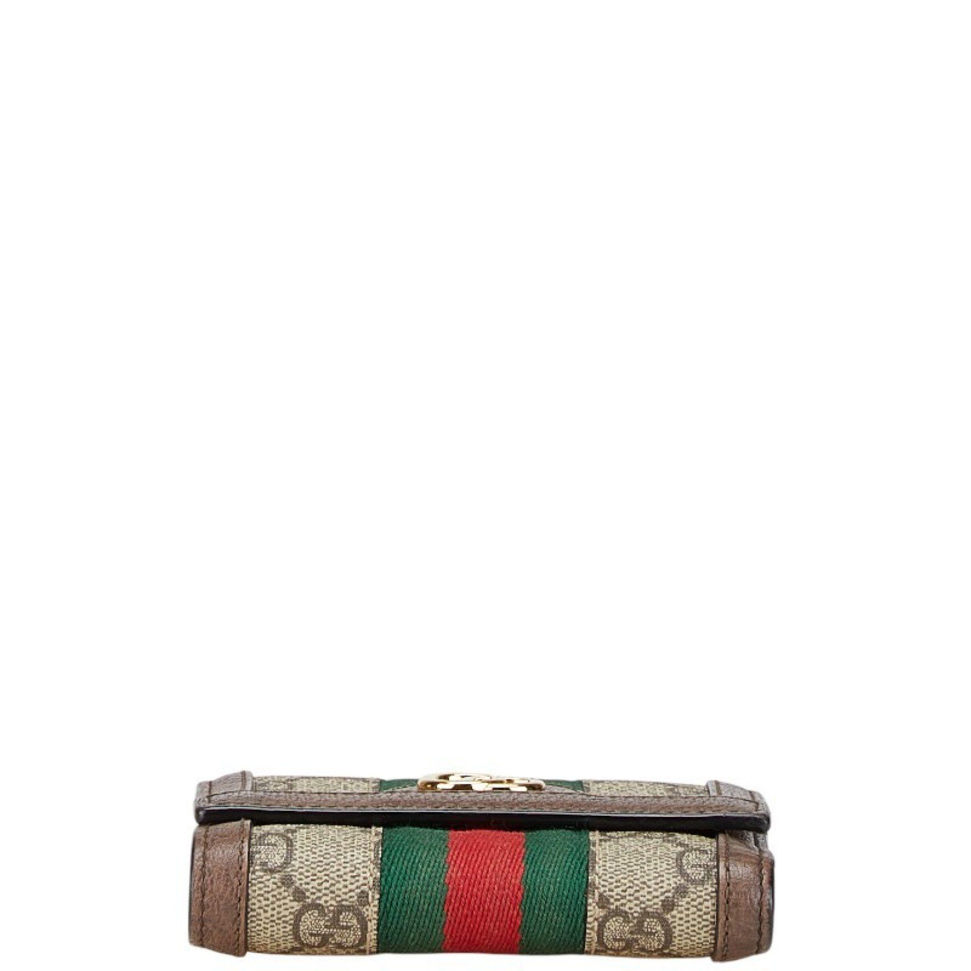 Gucci Gucci GG Supreme Ophidia Tri-fold Wallet 523174 Brown PVC Leather Women's GUCCI Size ONE SIZE - 3 Thumbnail
