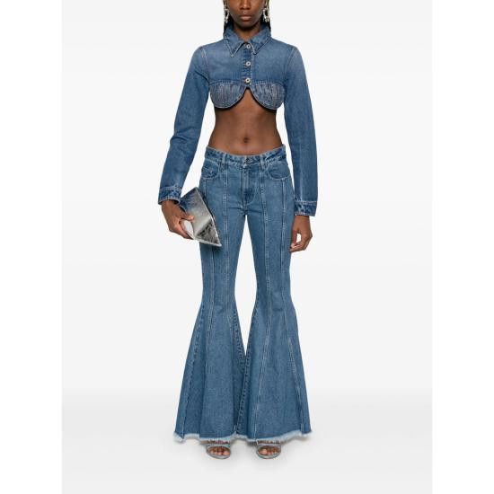 Jean Paul Gaultier JEAN PAUL GAULTIER Women Denim Jackets VE112 57 BLUE Size XS / US 0-2 / IT 36-38 - 4 Thumbnail