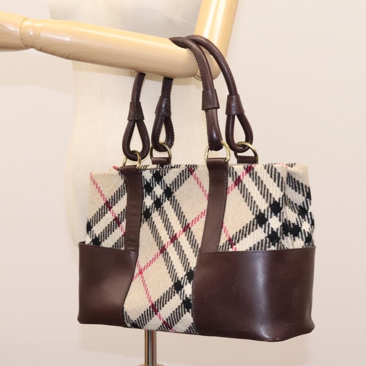 Burberry Nova Check Beige Wool Handbag (Pre-Owned) Size ONE SIZE - 16 Thumbnail