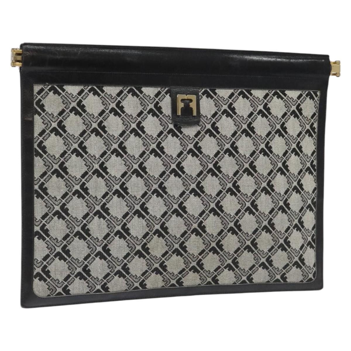 Salvatore Ferragamo Grey Canvas Clutch Bag (Pre-Owned) Size ONE SIZE - 14 Thumbnail
