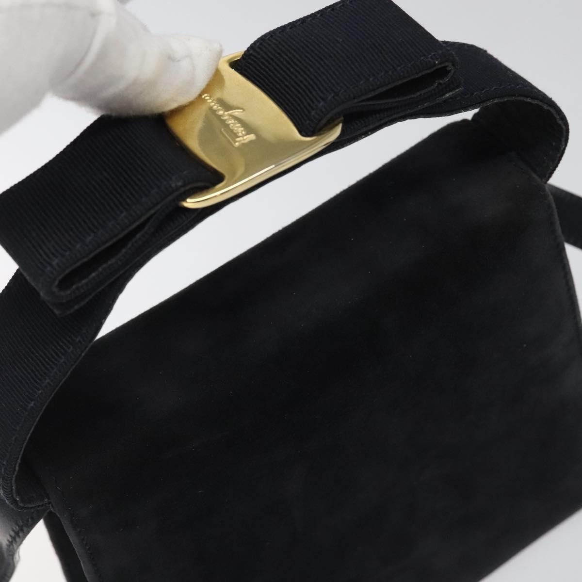 Salvatore Ferragamo Navy Suede Handbag (Pre-Owned) Size ONE SIZE - 6 Thumbnail