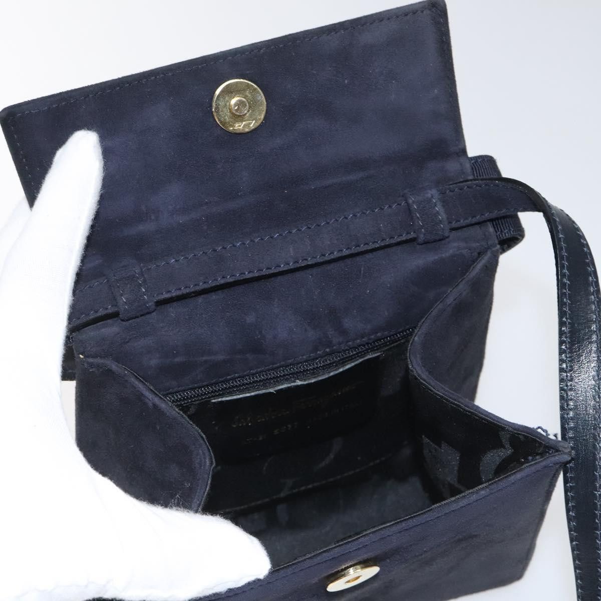 Salvatore Ferragamo Navy Suede Handbag (Pre-Owned) Size ONE SIZE - 15 Thumbnail