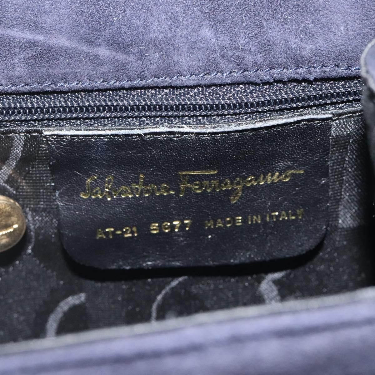 Salvatore Ferragamo Navy Suede Handbag (Pre-Owned) Size ONE SIZE - 16 Thumbnail