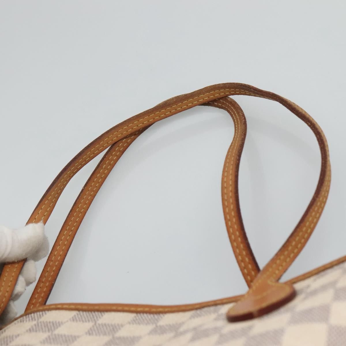 Louis Vuitton Neverfull Mm White Canvas Tote Bag (Pre-Owned) Size ONE SIZE - 7 Thumbnail