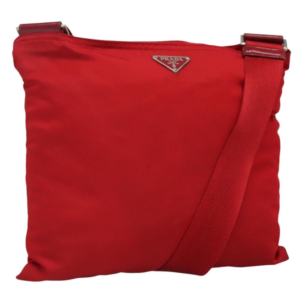 Prada Tessuto Red Synthetic Shoulder Bag (Pre-Owned) Size ONE SIZE - 19 Thumbnail